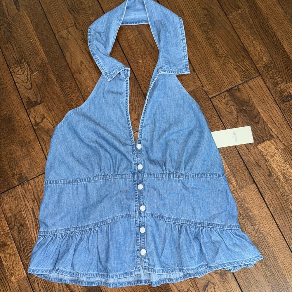Hollister Blue Denim Halter Top